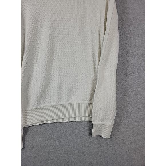 Ben Sherman White Knit LS Diamond Textured Crewneck Sweater Men's Medium - Picture 5 of 12